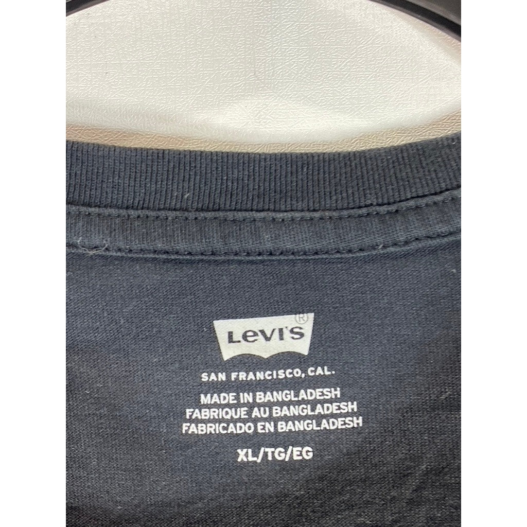 LEVI'S Men's Black Logo Graphic Crewneck Standard-Fit Short Sleeve T-Shirt SZ XL