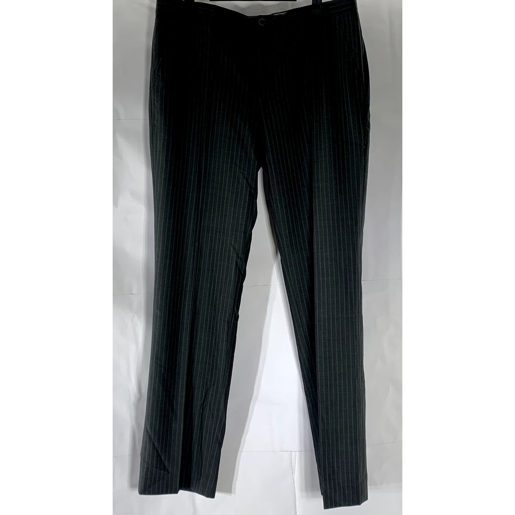 TED BAKER Men’s Long Gray Pinstripe Flat Front Straight-Leg Dress Pant SZ 34L