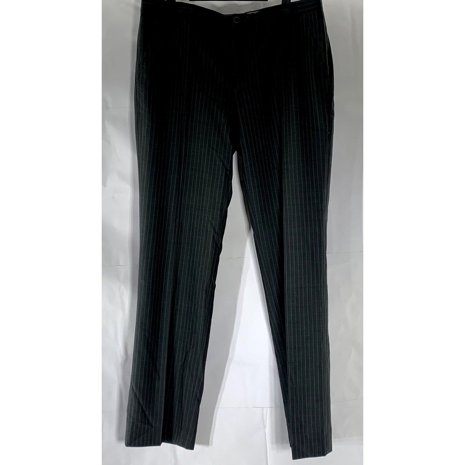 TED BAKER Men’s Long Gray Pinstripe Flat Front Straight-Leg Dress Pant SZ 34L