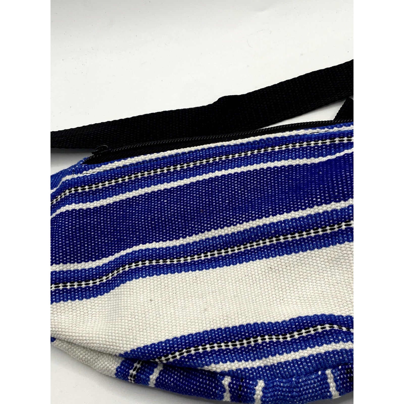 UNBRANDED Unisex Adult Blue-White Stripe Woven Lightweight Fanny Pack SZ OS