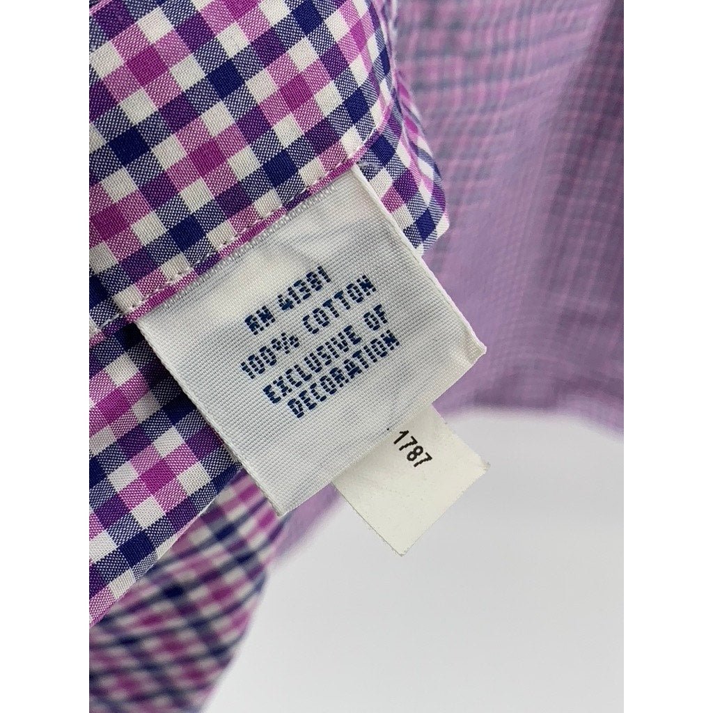 POLO RALPH LAUREN Men's Pink-Navy Gingham Button-Up Long Sleeve Shirt SZ 2XL