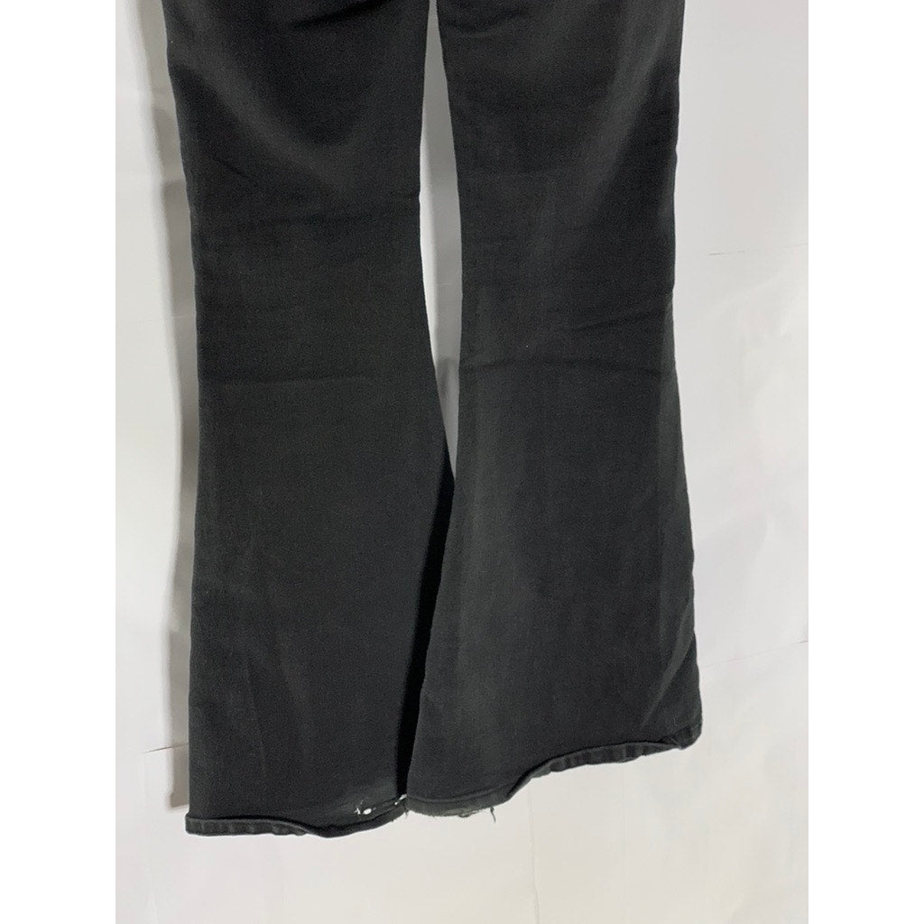FOREVER 21 Women's Black Solid Elastic Waist Pull-On Flare Denim Jeans SZ S