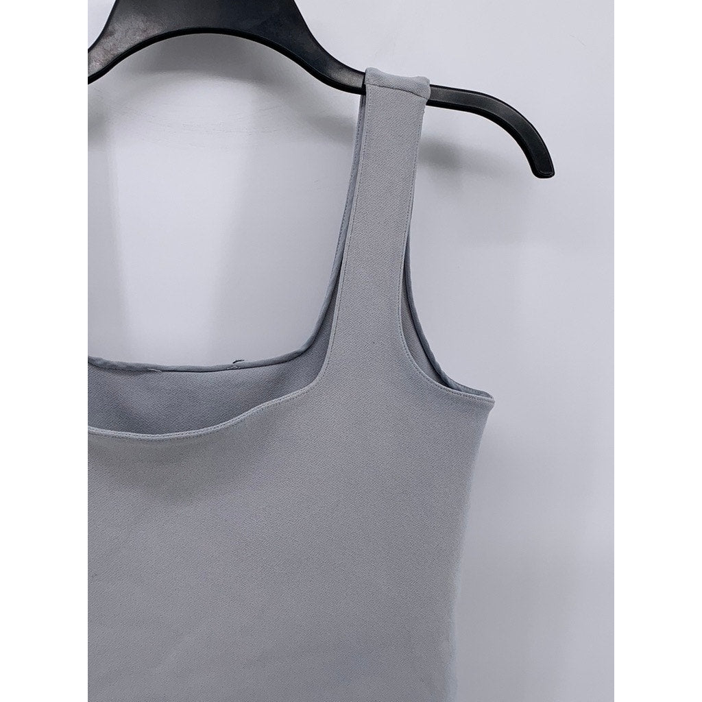 ZARA Women's Light Gray Solid Square-Neck Sleeveless Crop Top SZ S