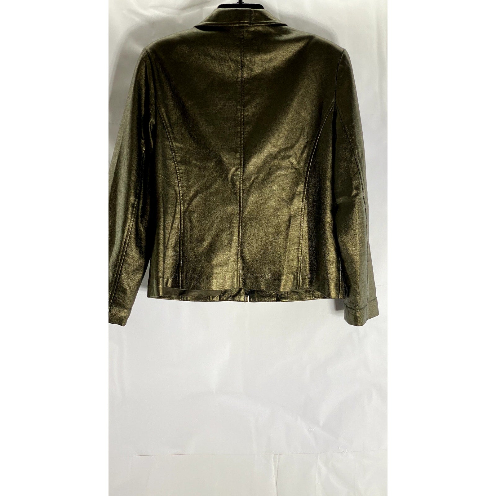 PROPORTION PETITES CONRAD C Women's Vintage Metallic Faux-Leather Jacket SZ 12