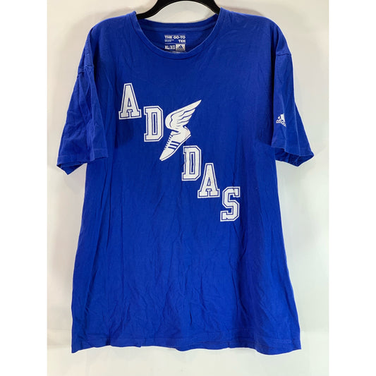 ADIDAS Men's Blue Large Logo Crewneck Short Sleeve The-Go-To T-Shirt SZ XL\