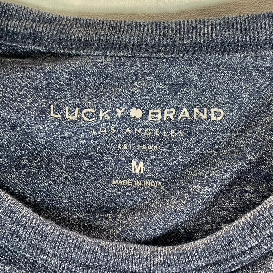 LUCKY BRAND Men's Blue Heather Crewneck Pullover Long Sleeve Shirt SZ M