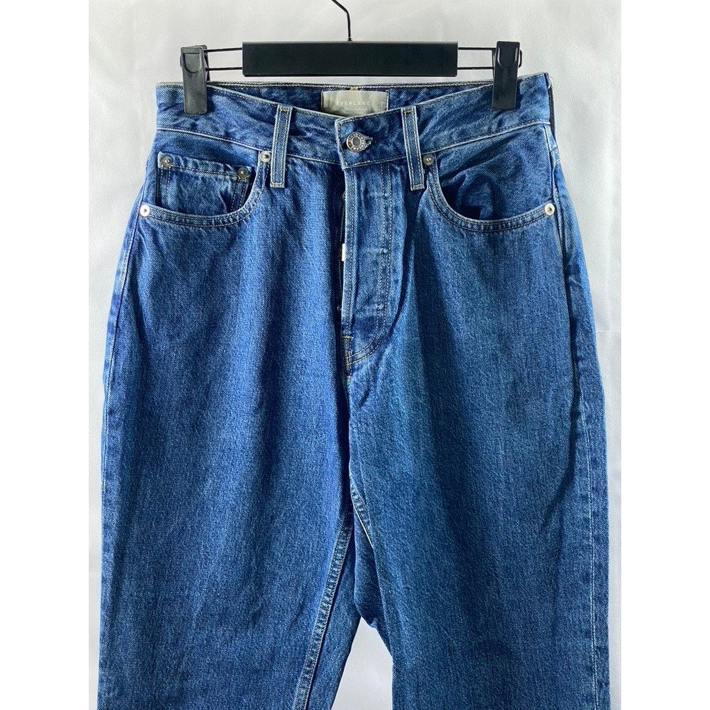 EVERLANE Women's Dark Blue Denim The Curvy 90's Cheeky Straight Ankle Jean SZ 27