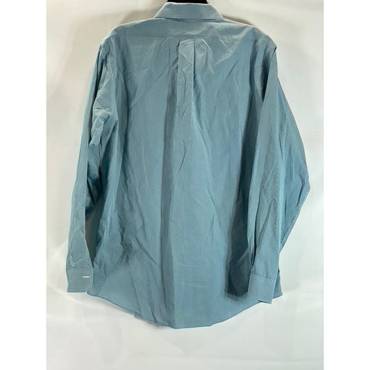 BROOKS BROTHERS 346 Men's Aqua Gingham Original Polo Slim-Fit Dress Shirt SZ 16