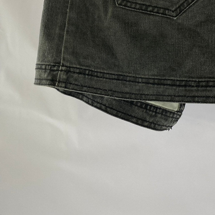 H&M Women's Black Denim Embroidered Star-Flower Mini Wrap Skirt SZ 6