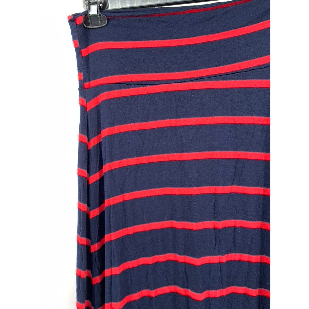 PROMESA Womens Red & Blue Striped Soft Relaxed Skirt SZ M