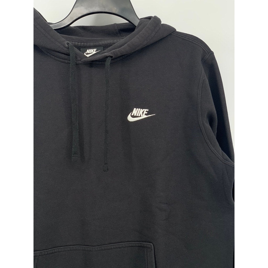 NIKE Women's Black-White Logo Sportswear Pullover Classic Hoodie SZ L