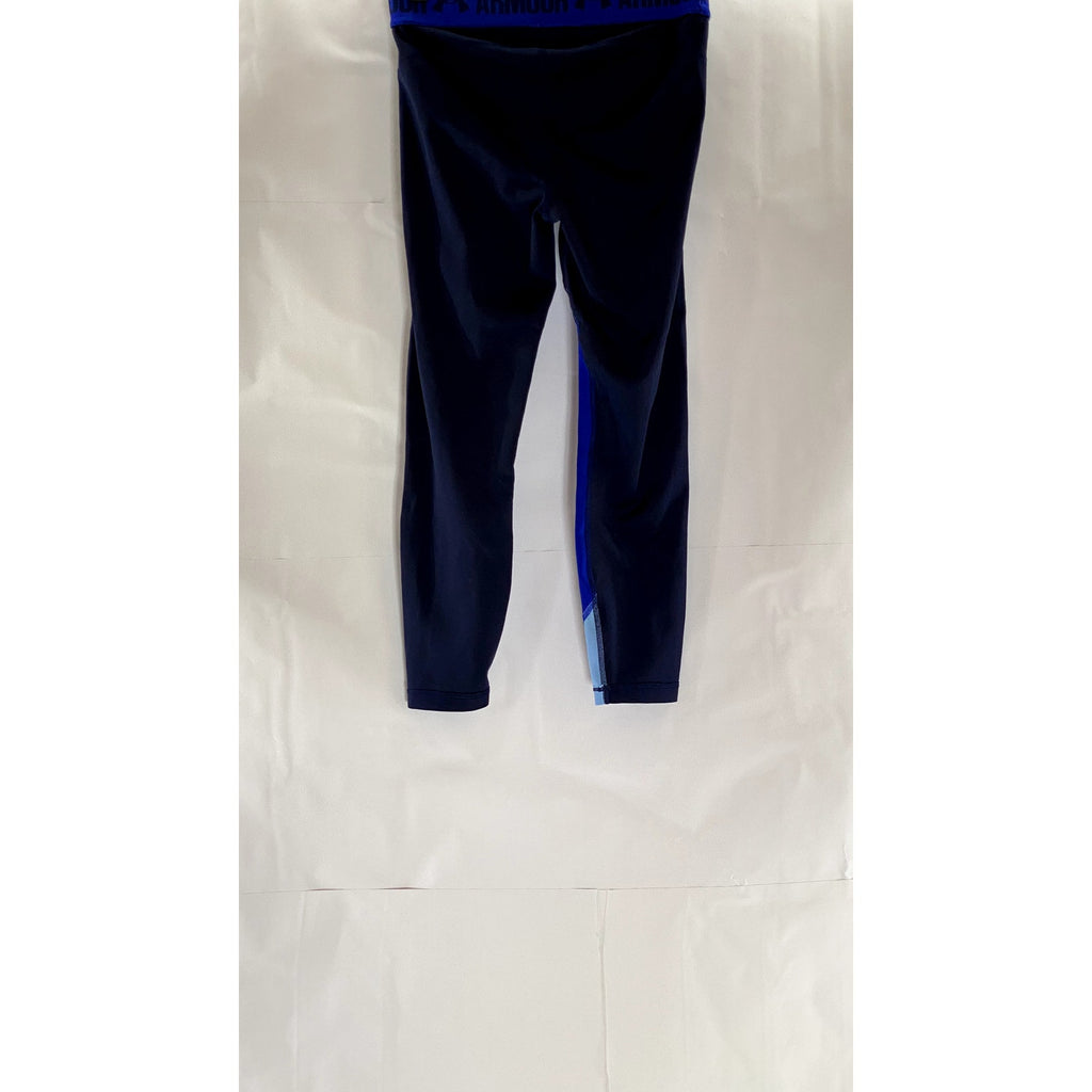 UNDER ARMOUR Women's Navy/Blue Colorblock Heatgear Ankle Cropped Leggings SZ XS