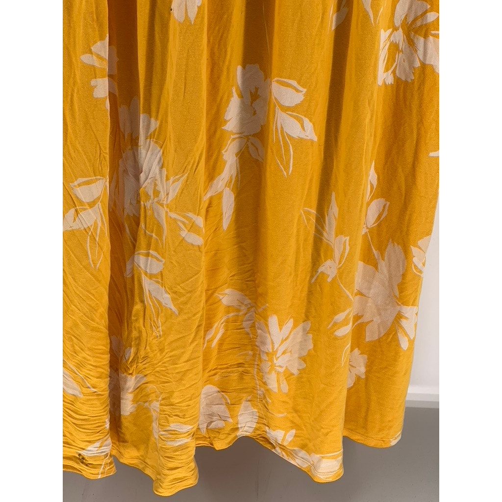 ISABEL Women's Maternity Mustard Floral 3/4 Sleeve V-Neck Maxi Dress SZ 2XL