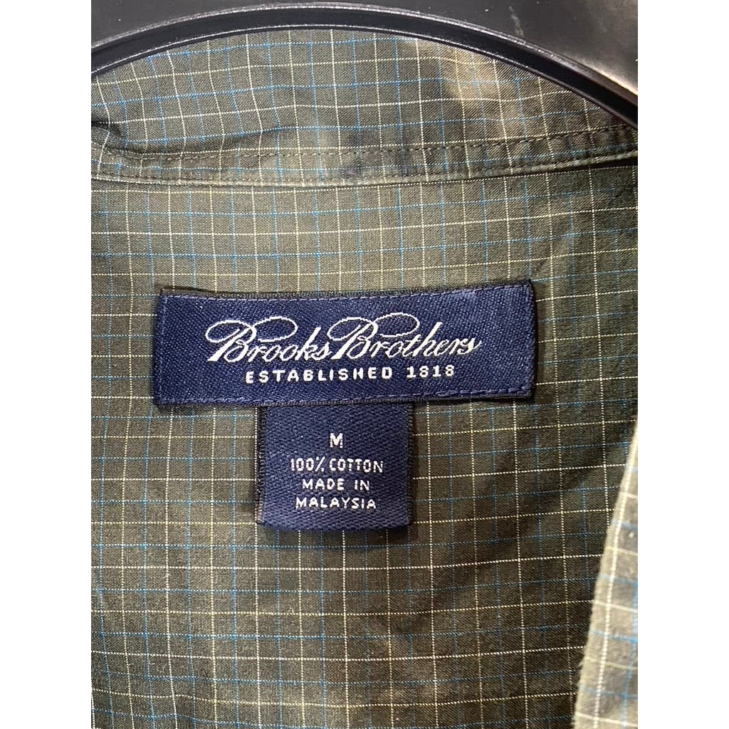BROOKS BROTHERS Men's Olive Green Button-Up Short Sleeve Shirt SZ M