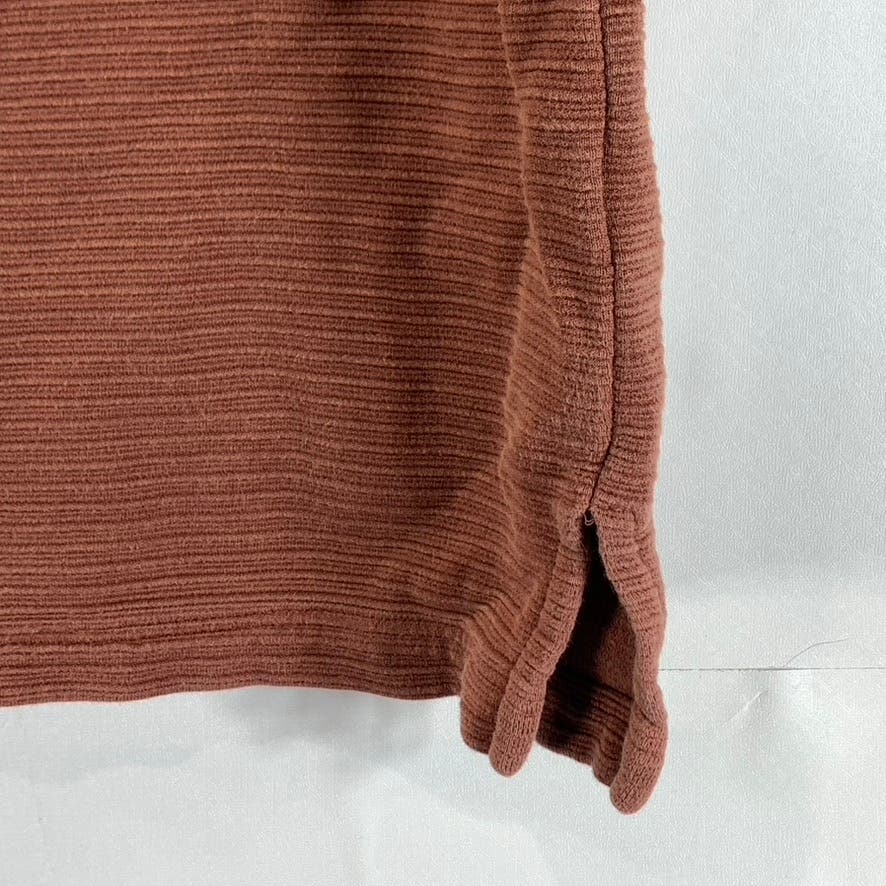 JOSEPH & FEISS Men's Burnt Orange Ribbed Short Sleeve Silk-Cotton Polo SZ L
