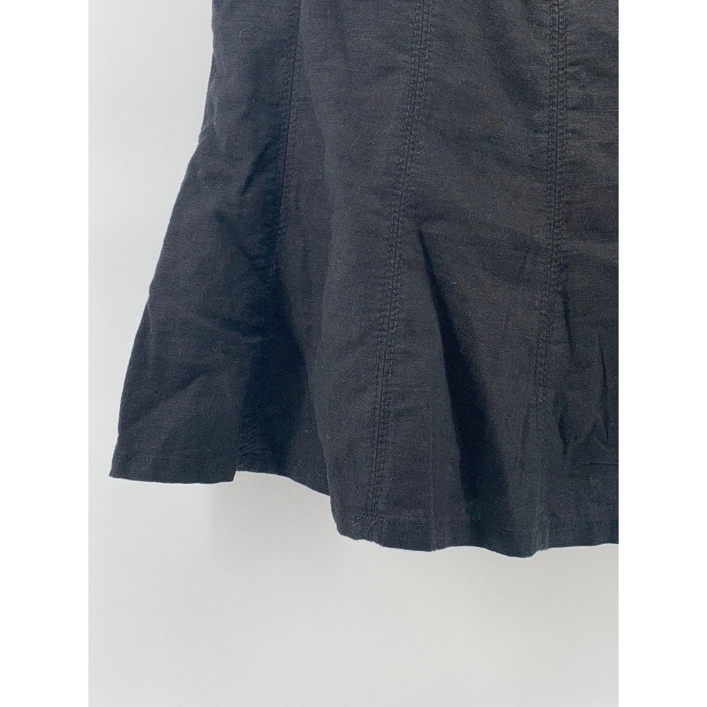 SMART SET Women's Black Linen-Blend Ruffle-Hem Pull-On Mini A-Line Skirt SZ 7