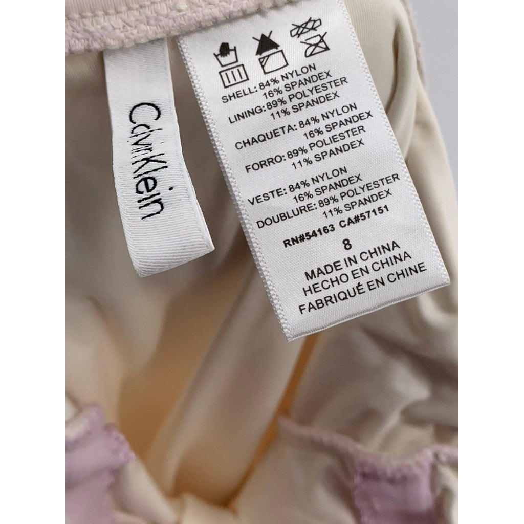 CALVIN KLEIN Women's Light Pink Ruched One-Piece Swimsuit SZ 8