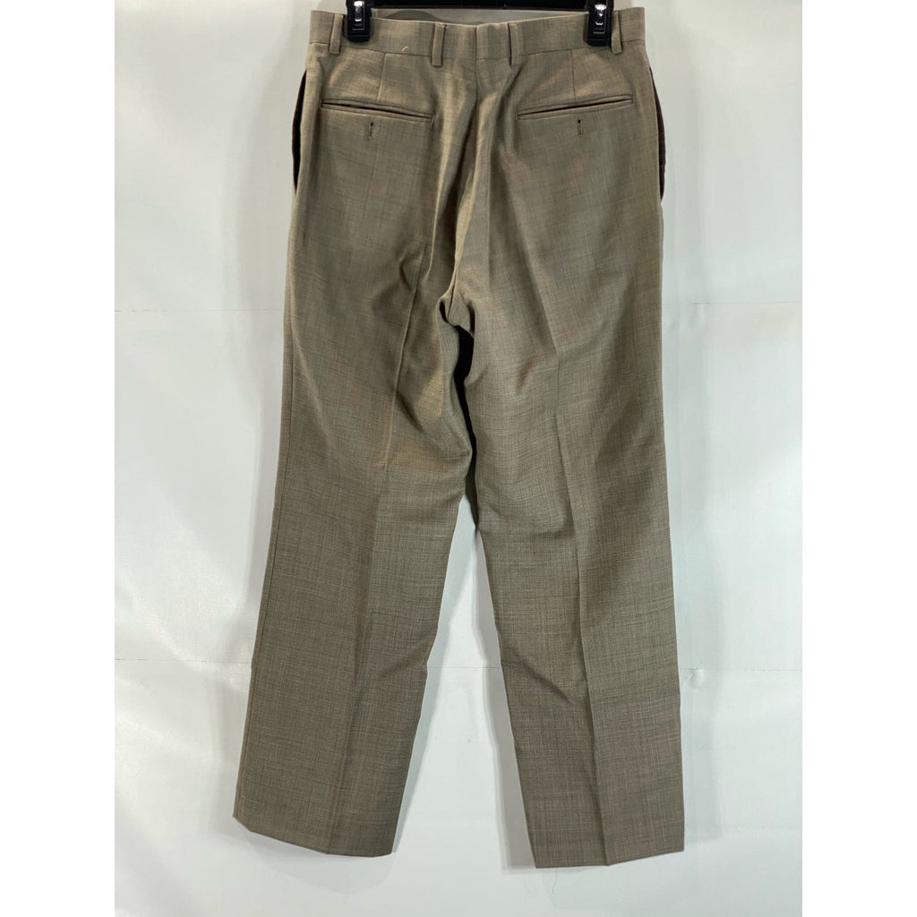 TOMMY HILFIGER Men's Brown Sharkskin Modern-Fit Flat Front Suit Pant SZ 30X28