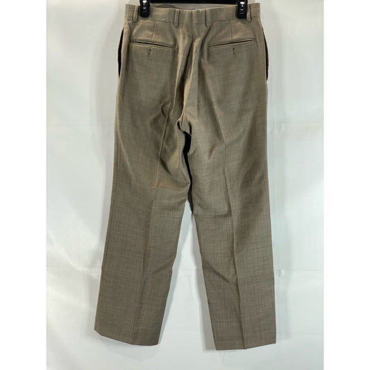TOMMY HILFIGER Men's Brown Sharkskin Modern-Fit Flat Front Suit Pant SZ 30X28