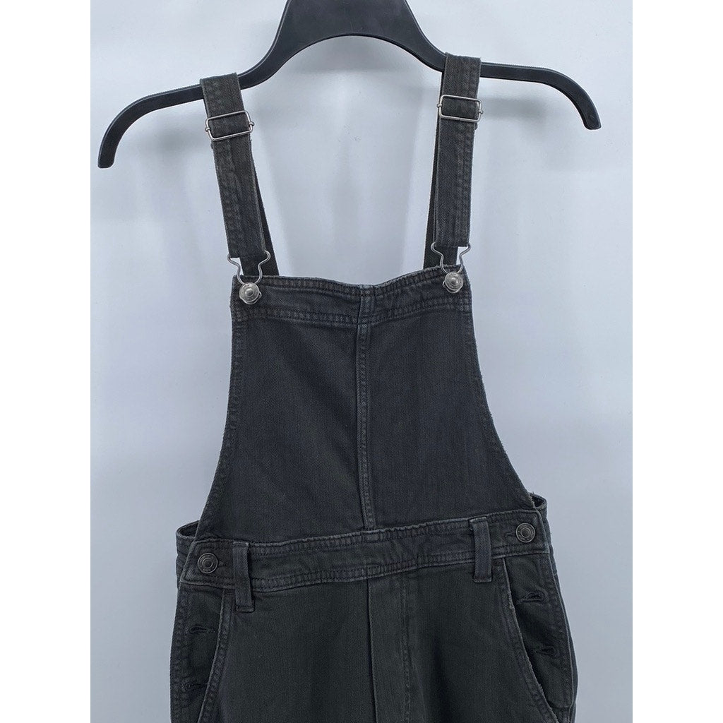 AERIE Women’s Black Denim Adjustable Strap Straight-Leg Overalls SZ XS