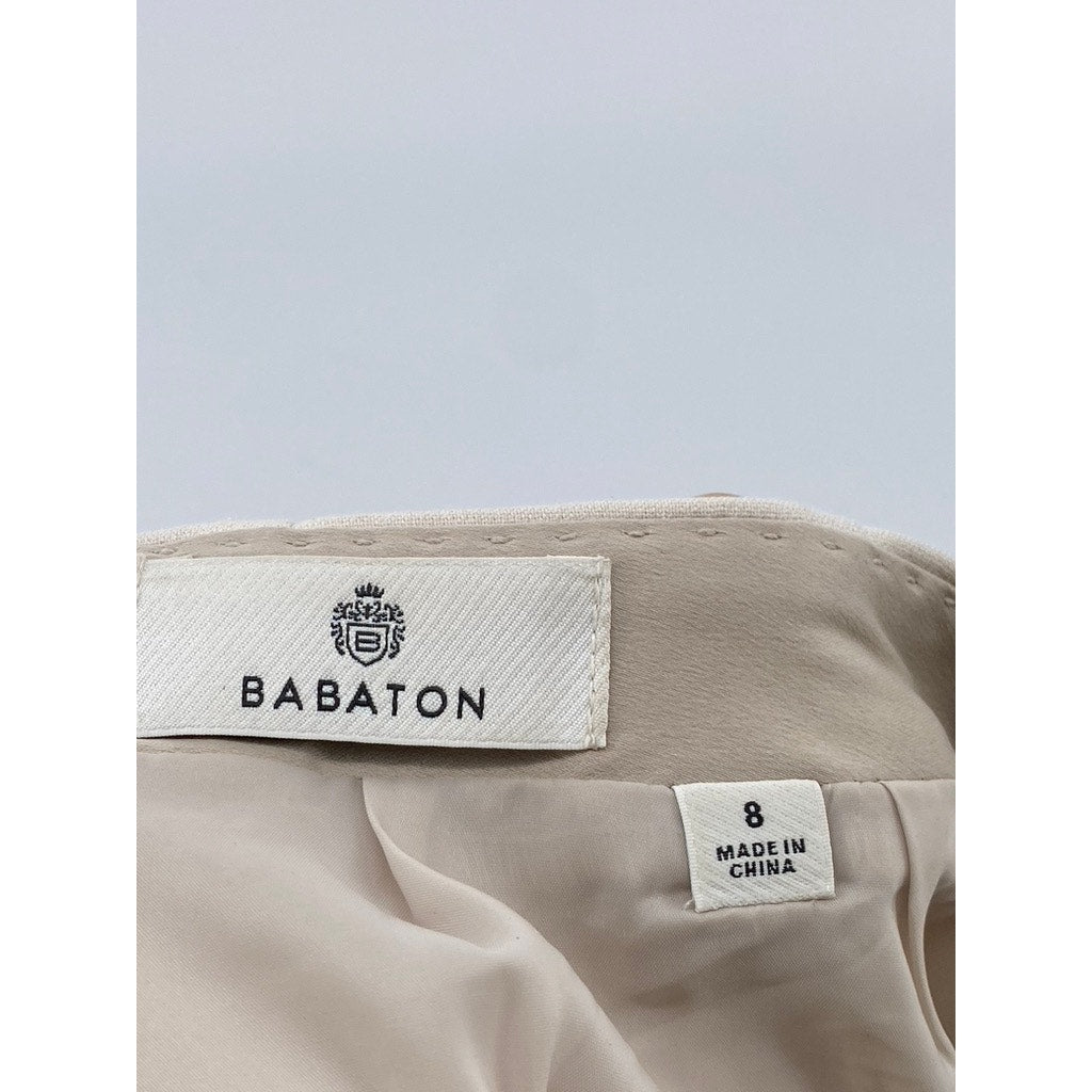 BABATON Women's Beige Straight Mini Skirt SZ 8