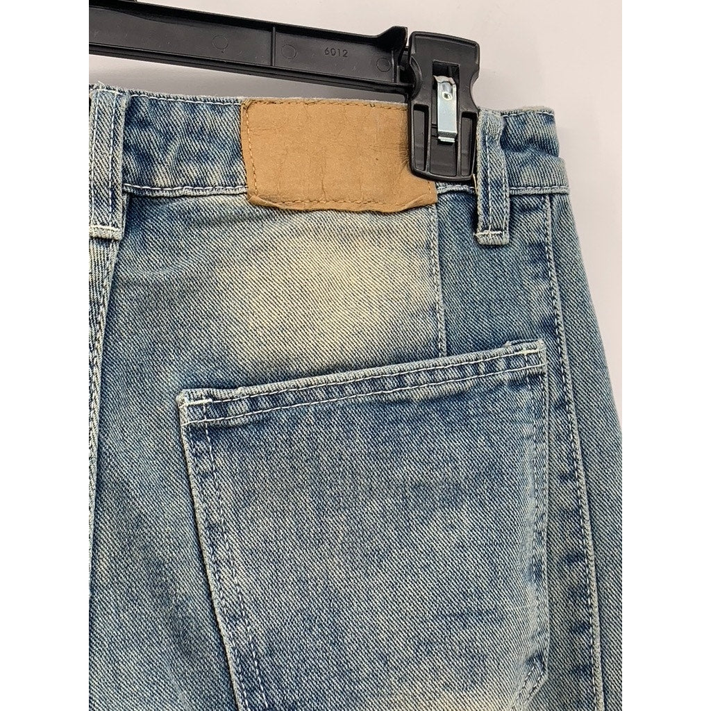 UNBRANDED Women's Light Blue Y2K Streetwear Straight Leg Regular Fit Jeans SZ S