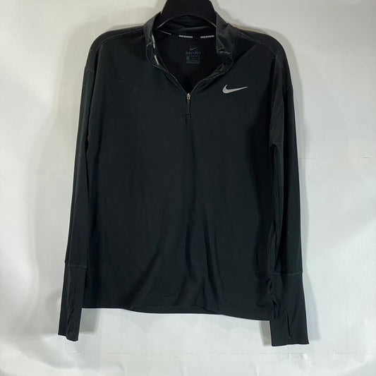 NIKE Women’s Black Solid Dri-FIT Quarter-Zip Long Sleeve Running Top SZ M