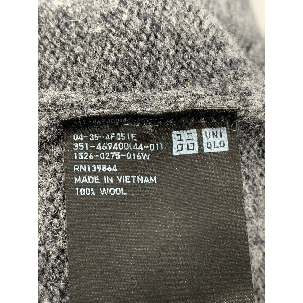 UNIQLO Men's Charcoal Gray Wool Crewneck Knit Long Sleeve Sweater SZ S