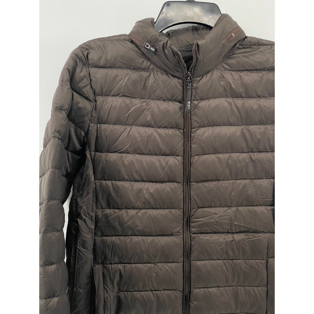 TUMI PAX Men's Brown Zip-Up Packable Puffer Jacket SZ S