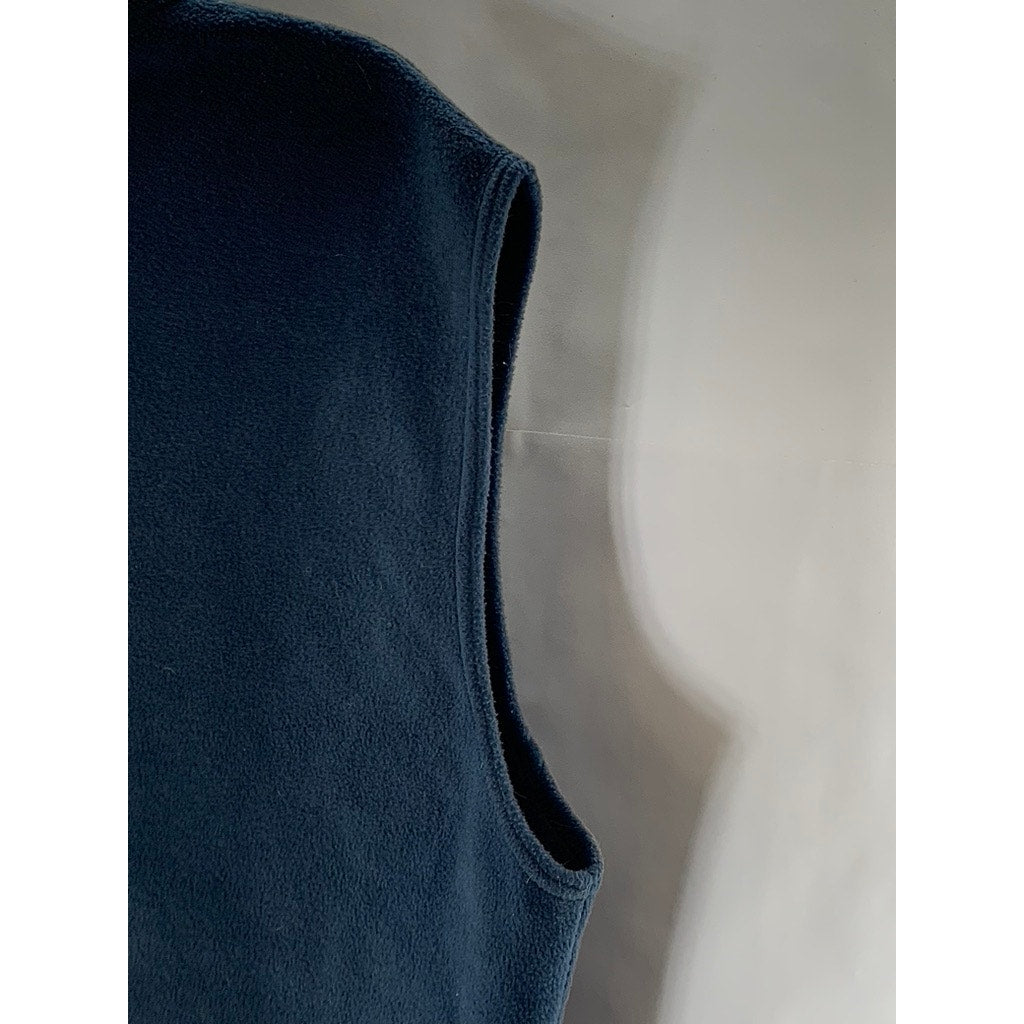 COLUMBIA Men's Navy Steen Mountain Fleece Zipper-Pocket Zip-Up Vest SZ XL