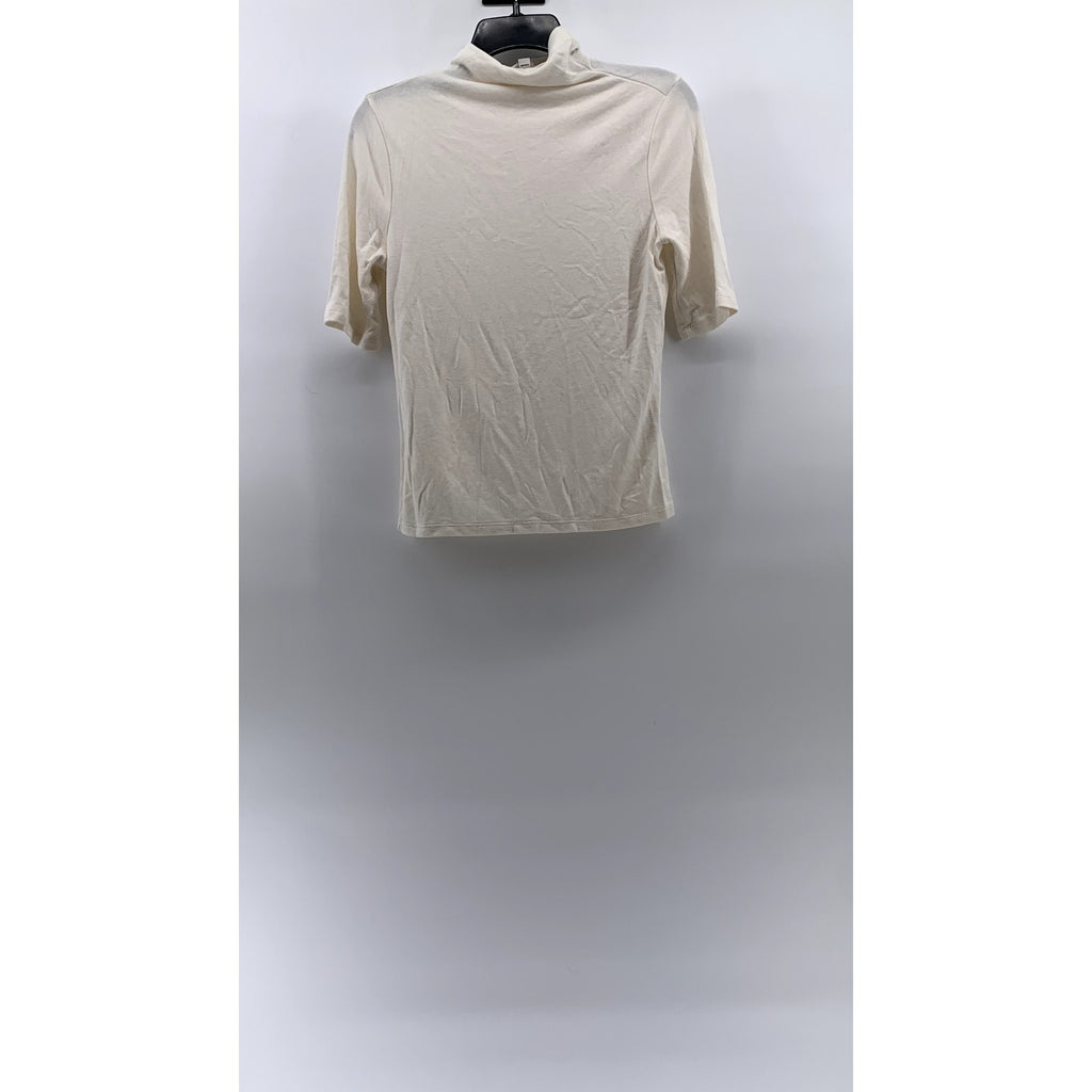 BANANA REPUBLIC Women's Cream Soft Luxe Mock-Neck Short Elbow Sleeve Top SZ S
