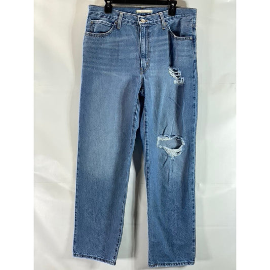 LEVI'S Women's Medium Indigo Distressed Mid-Rise 94' Baggy Jeans SZ 32