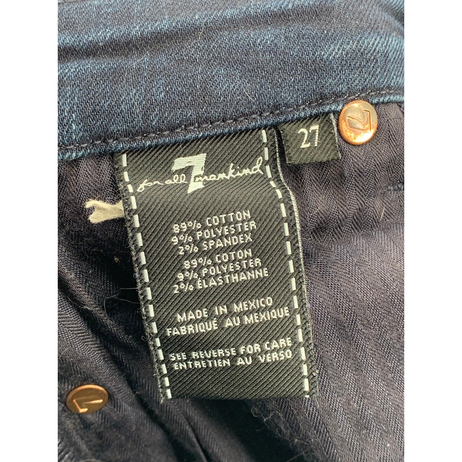 7 FOR ALL MANKIND Women’s Indigo Blue Denim Karah Straight Leg Jeans SZ 27