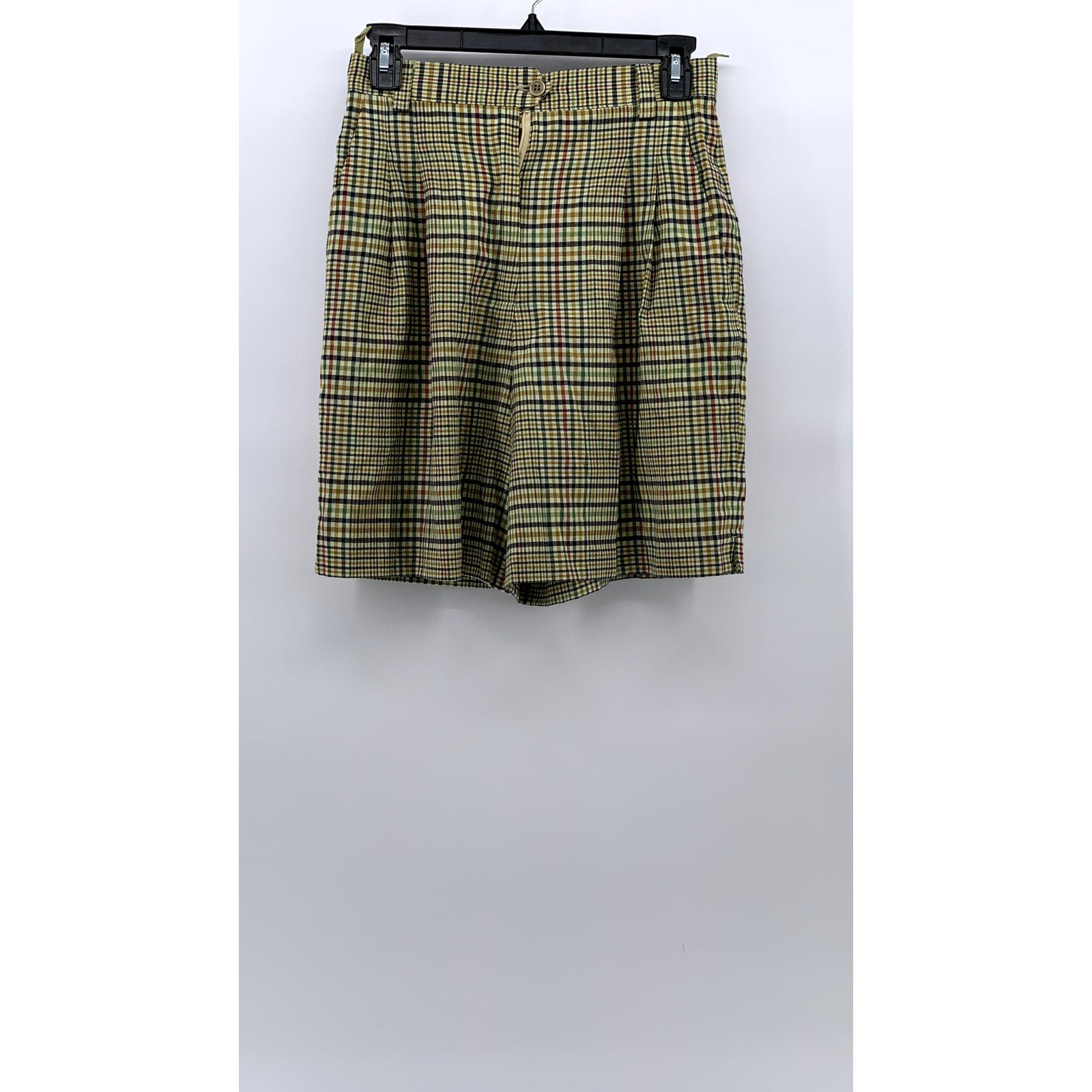 HIRSCH Women's Vintage Yellow Plaid 80's High-Rise Loose-Fit Shorts SZ 6