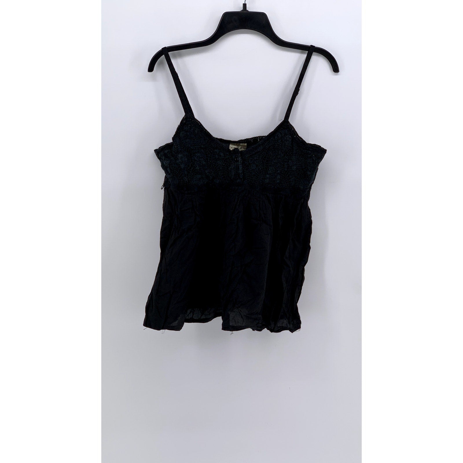 UNBRANDED Women's Washed Black Embroidered Tank Top SZ L