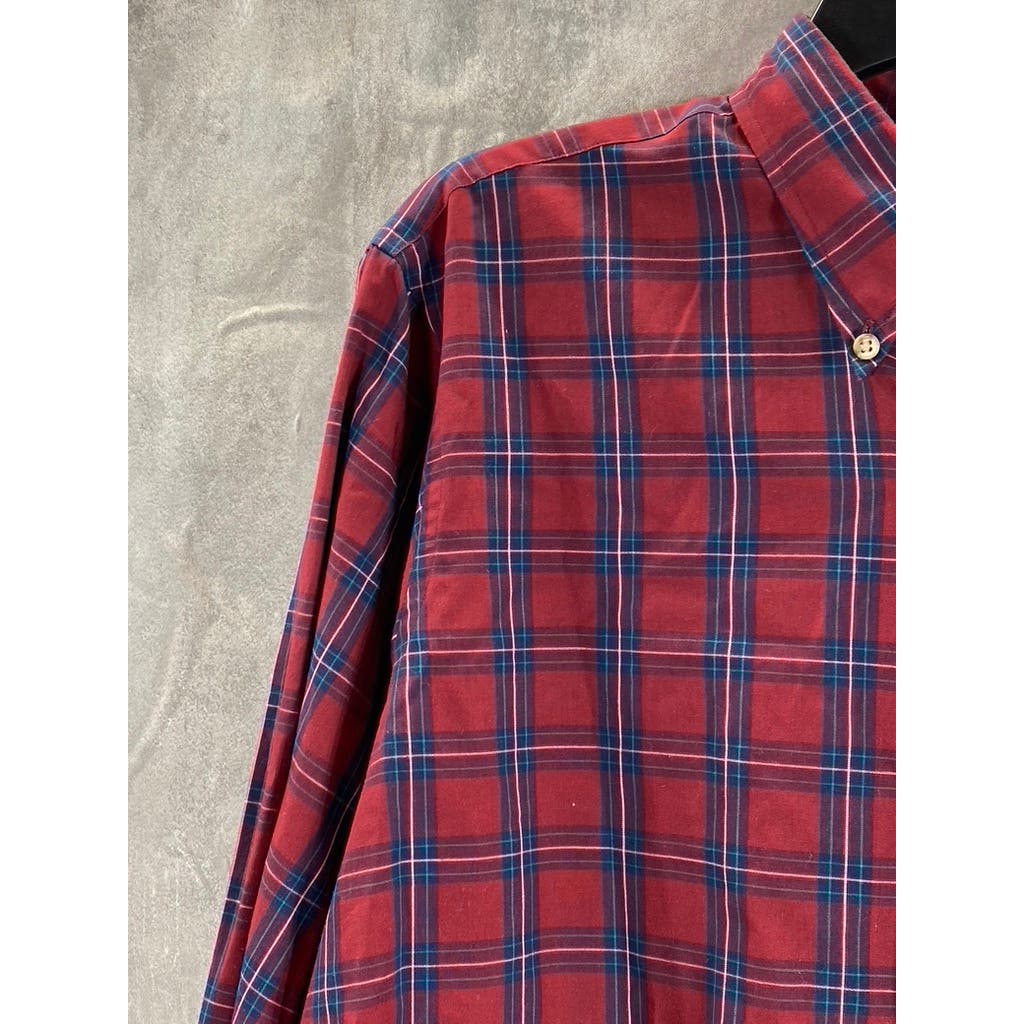 GANT Men's Red Hunt Plaid Vintage Button-Up Long Sleeve Shirt SZ L