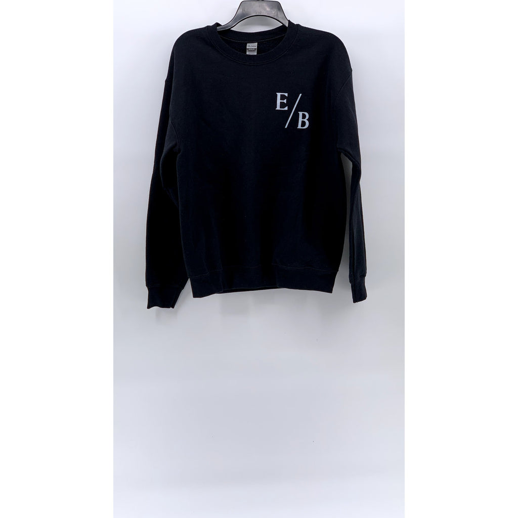 GILDAN Unisex Adult Black E/B Label Crewneck Long Sleeve Casual Sweatshirt SZ M