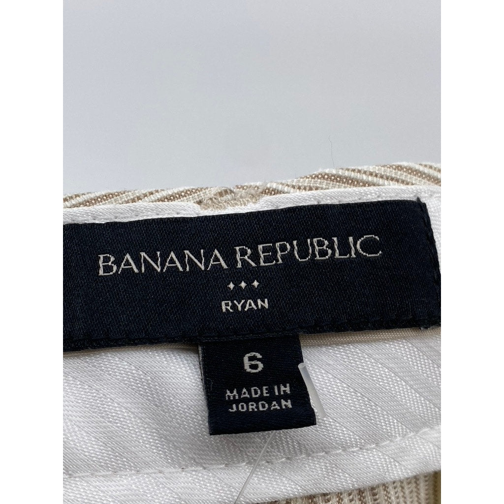 BANAN REPUBLIC Women's Kha-Kee Stripe Ryan Slim-Fit Straight-Leg Pants SZ 6