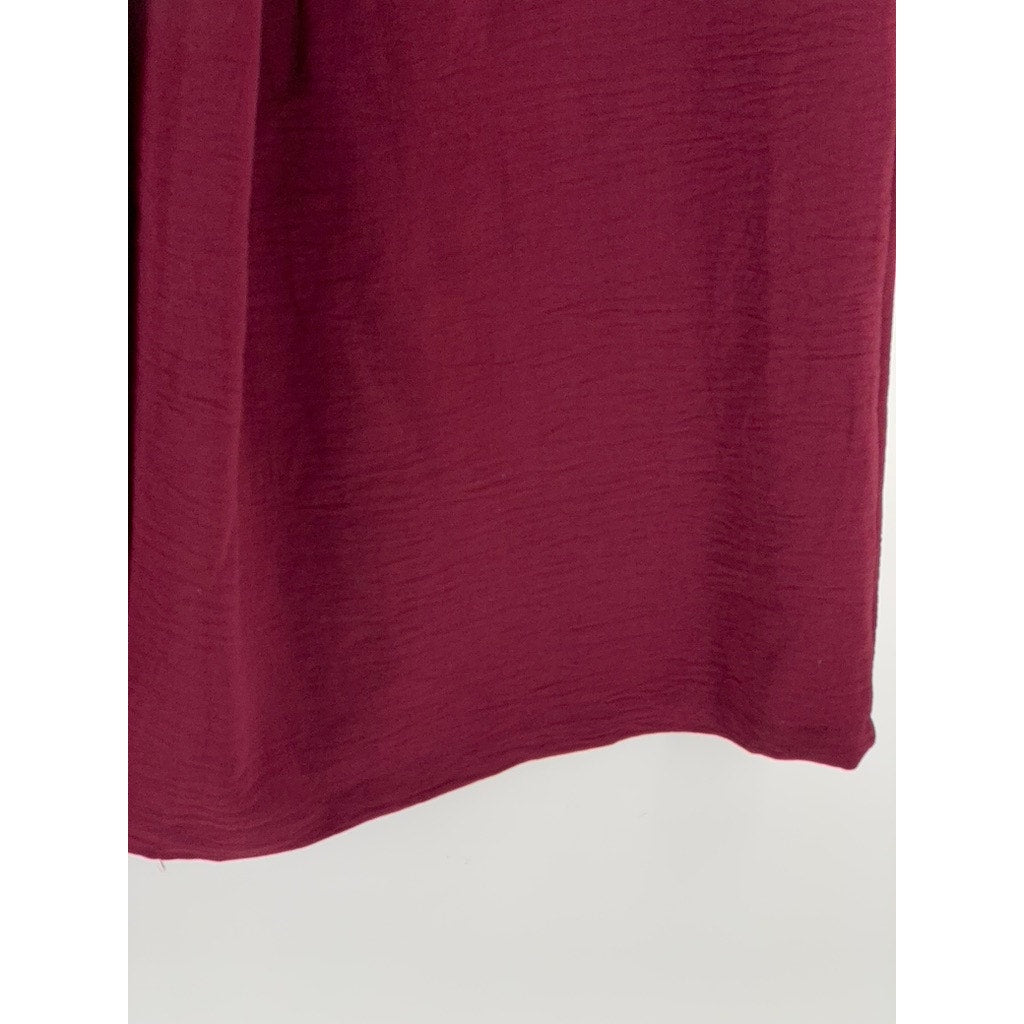 ADRIANNA PAPELL Women's Maroon Wide Leg Relaxed Fit Pants SZ S