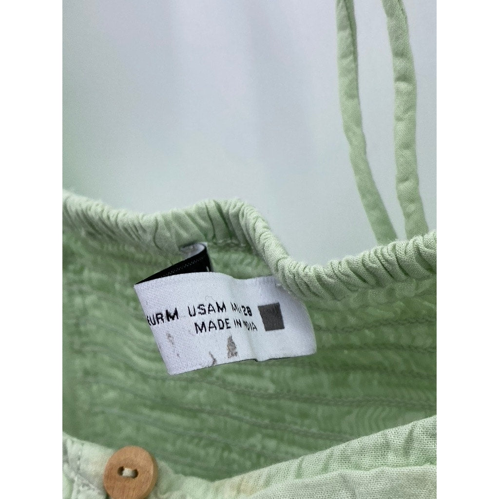 ZARA Women’s Mint Green Embroidered Eyelet Puff-Sleeve Crop Top SZ M