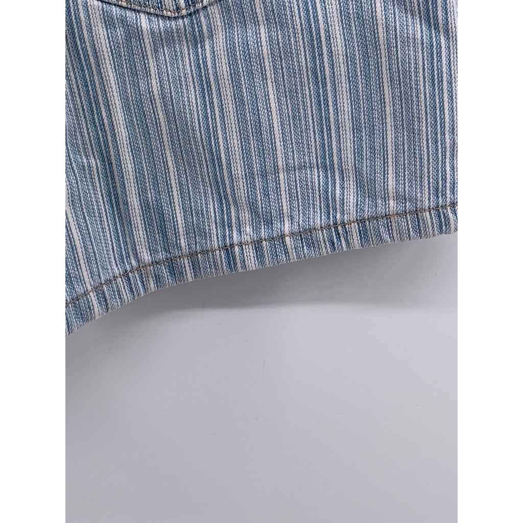 ZARA Women’s Blue-White Striped High-Rise Denim Casual Shorts SZ 27
