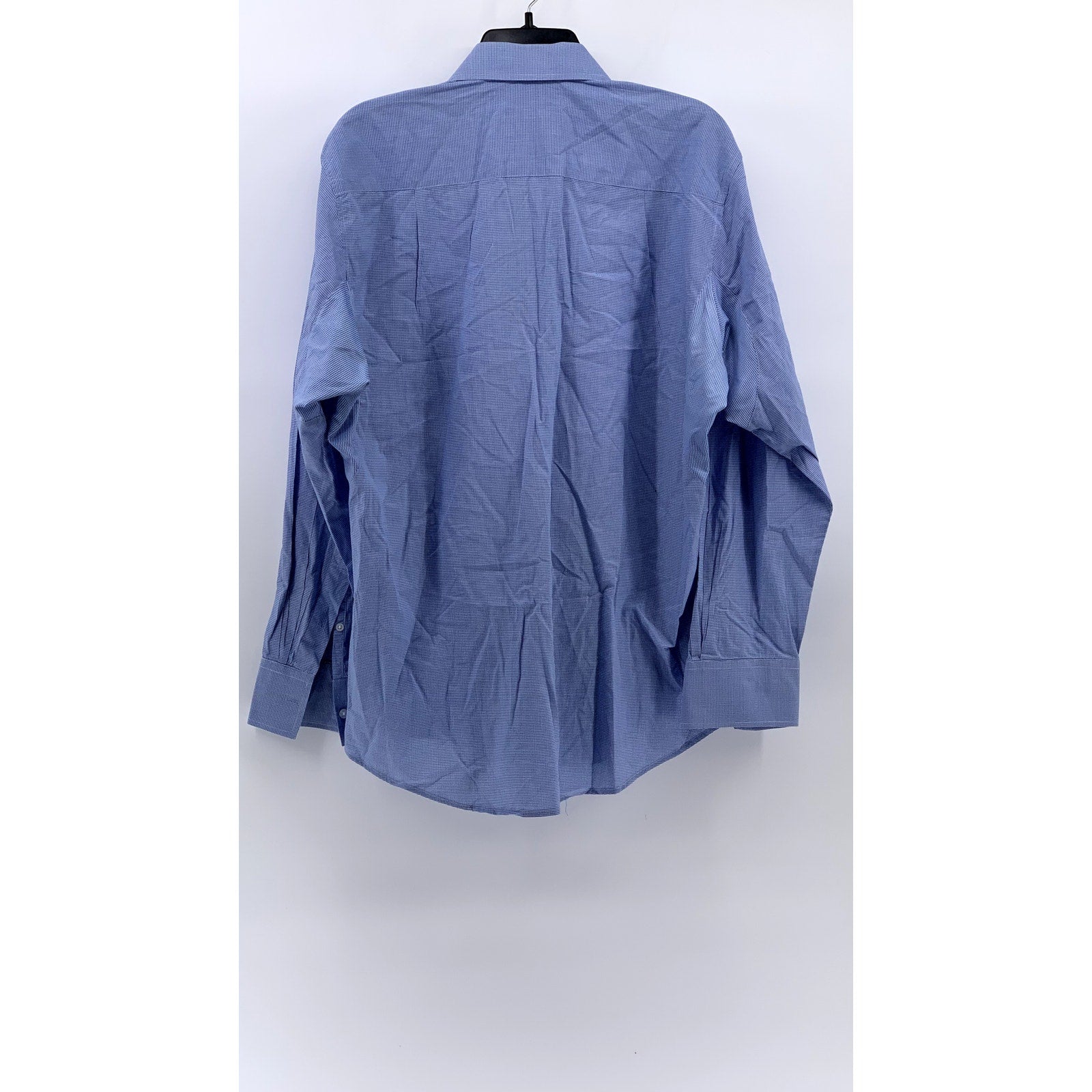 LAWRENCE HUNT Men's Blue-White Gingham Button-Up Long Sleeve Shirt SZ L