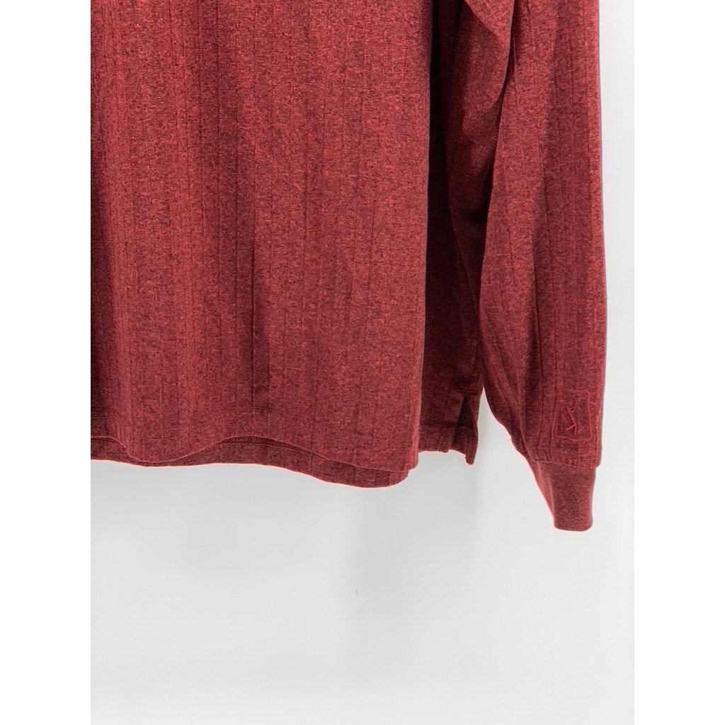 PGA TOUR Men's Maroon Heather Long Sleeve Polo Shirt SZ L