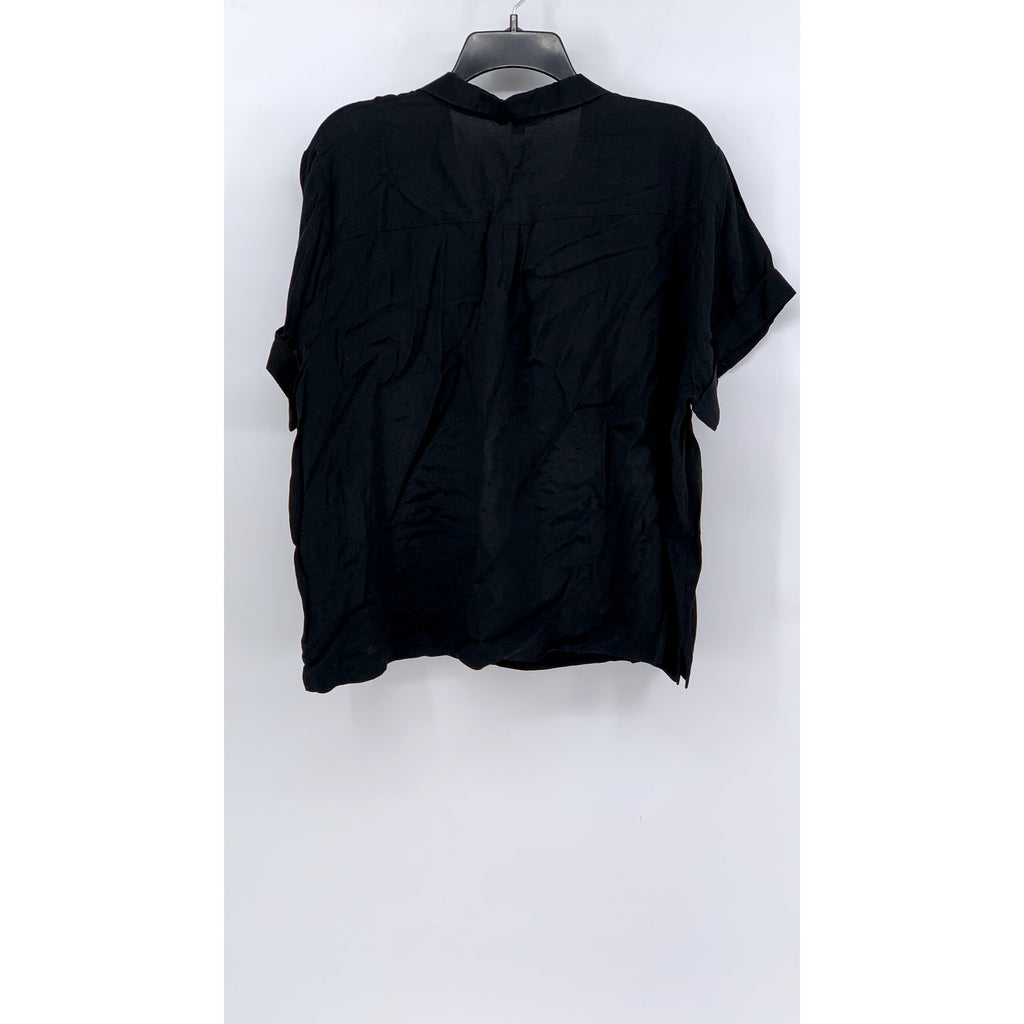 BANANA REPUBLIC Men's Black Short Sleeve Button-Up Cuban Shirt SZ XL