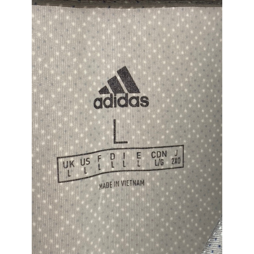 ADIDAS Men's Gray Diamond Print Short Sleeve Golf Polo Shirt SZ L