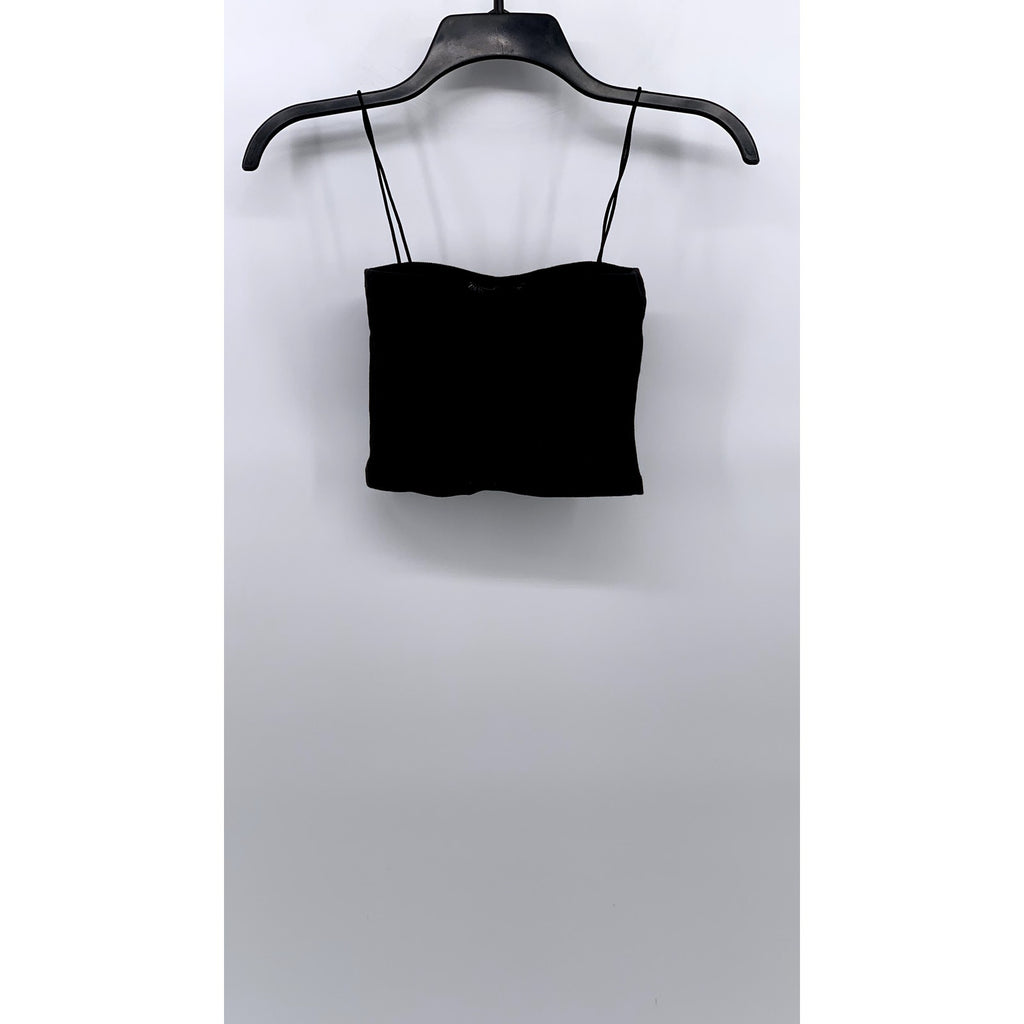 ZARA Women's Black Ribbed Bandeau Crop Top SZ M