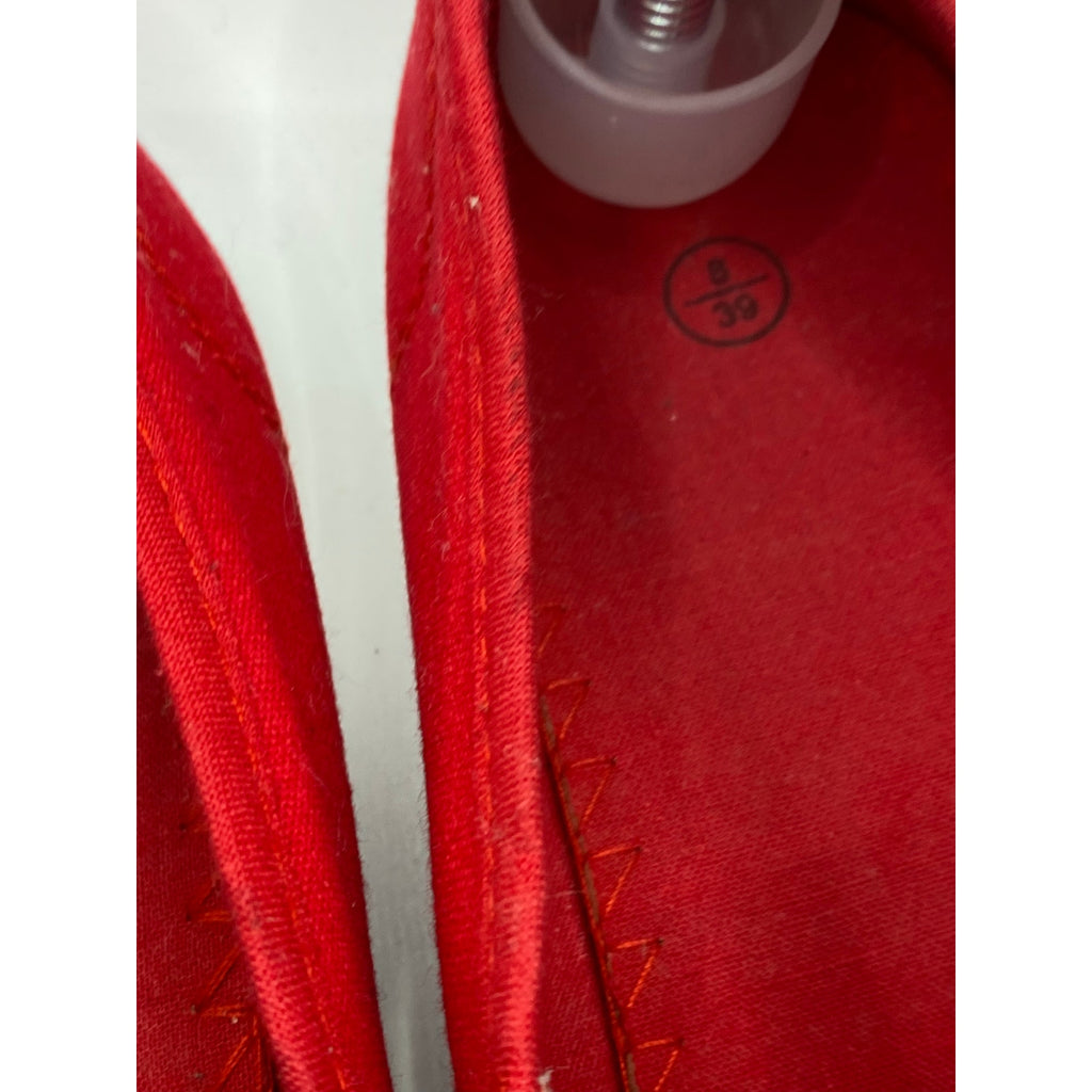 UNBRANDED Women's red Canvas Bungee Lace-Up Round-Toe Casual Flat Sneakers SZ 8