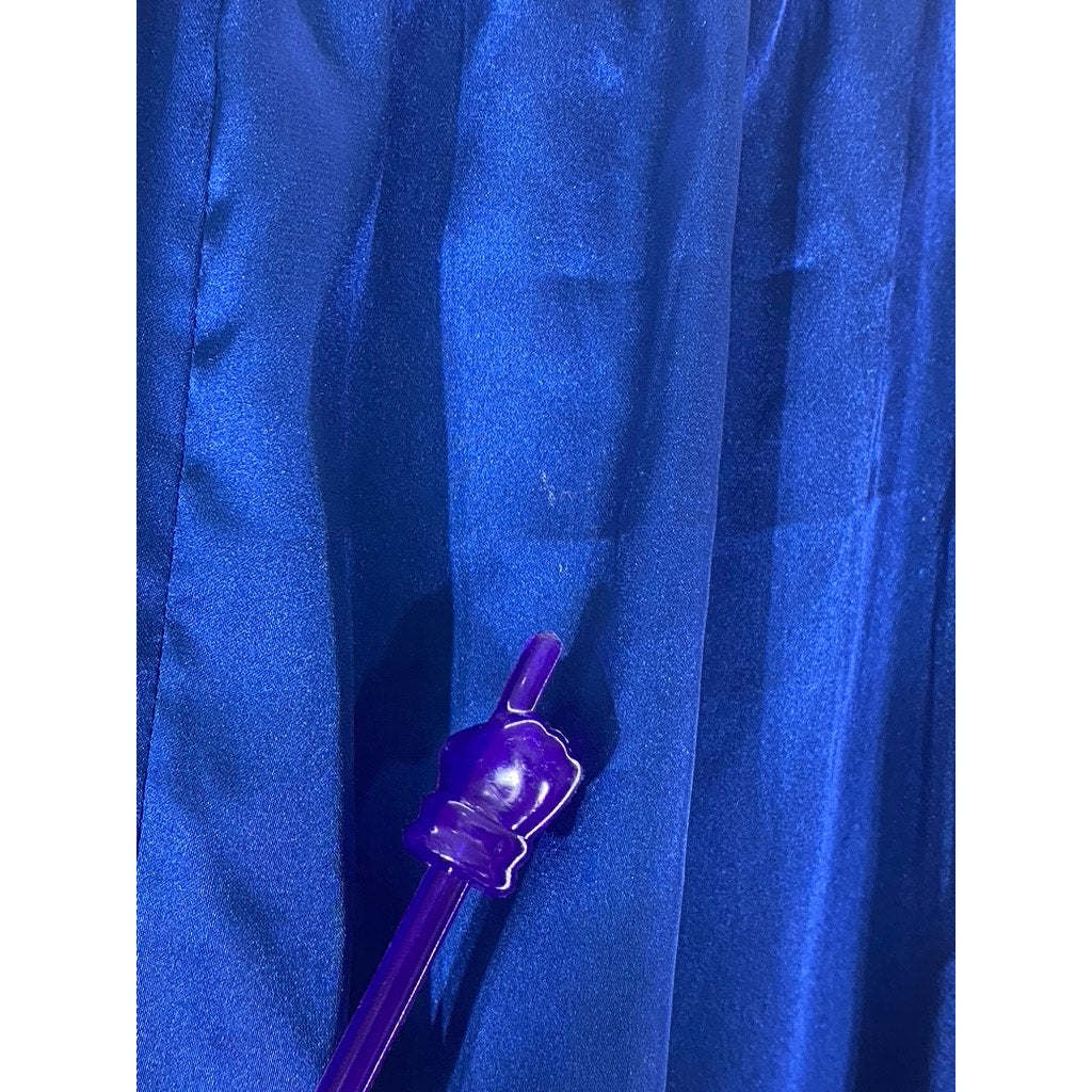 SHEIN Women's Royal Blue Satin Ruffle Layered Hem Pull-On Pant SZ S