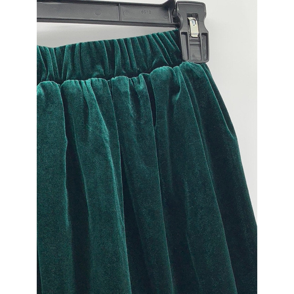 UNBRANDED Women's Dark Green Velvet Pleated Mini Skirt SZ S