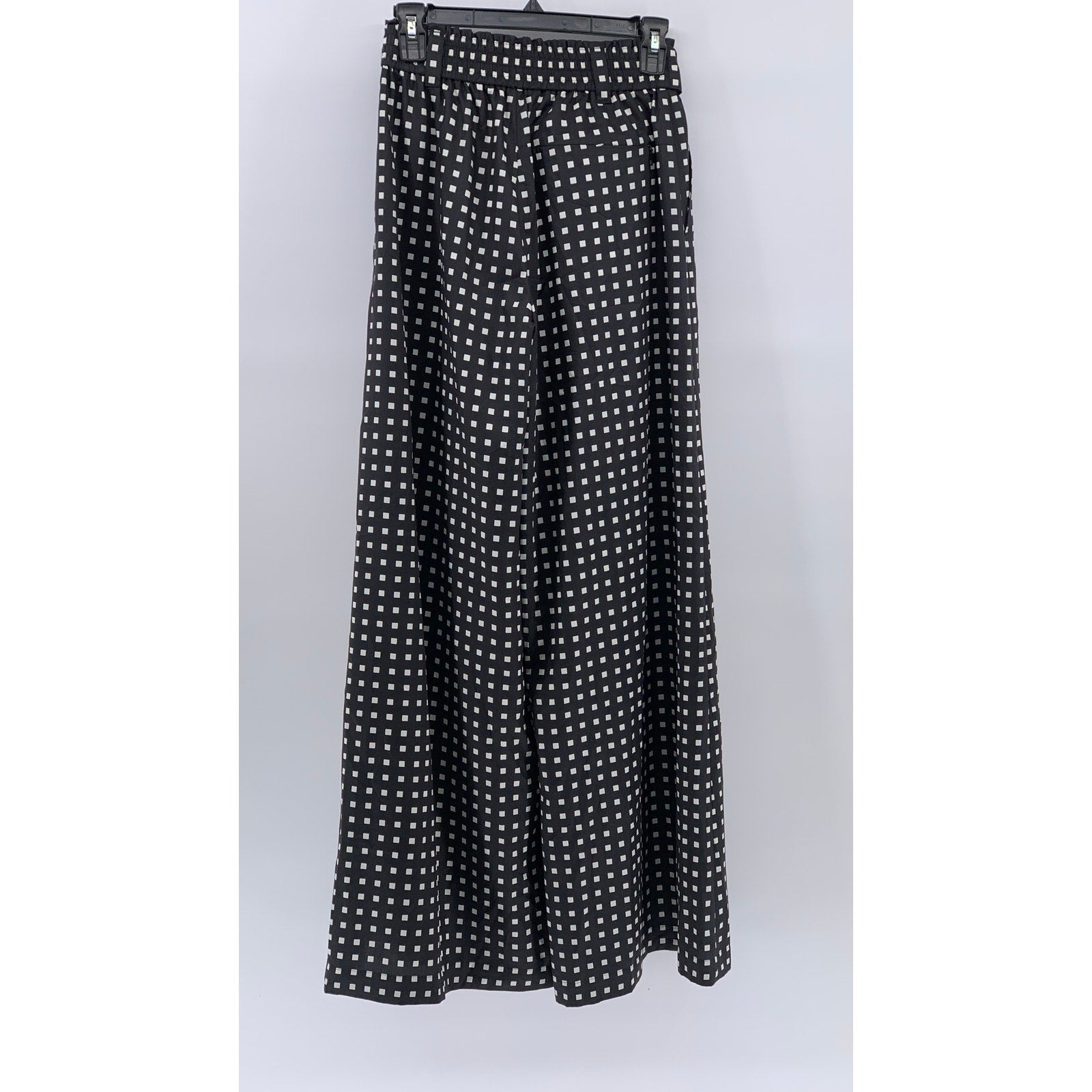 HYKE Women's Black-White Square Print Belted Wide-Leg Relaxed-Fit Pant SZ 2